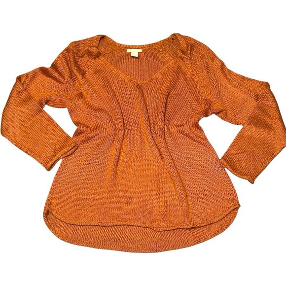 Sweaters Bundle Size L XL Orange White Striped Women's Pullover Winter Fall Cozy - Picture 2 of 9